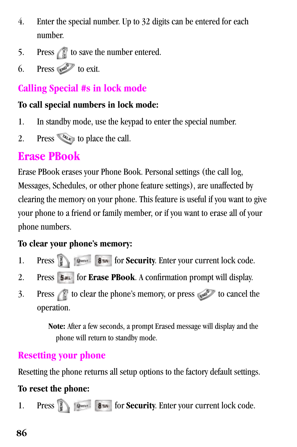 Erase pbook | Samsung SPH-a500 Series User Manual | Page 86 / 109