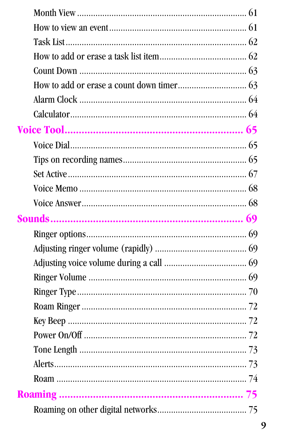 Samsung SPH-a500 Series User Manual | Page 9 / 109