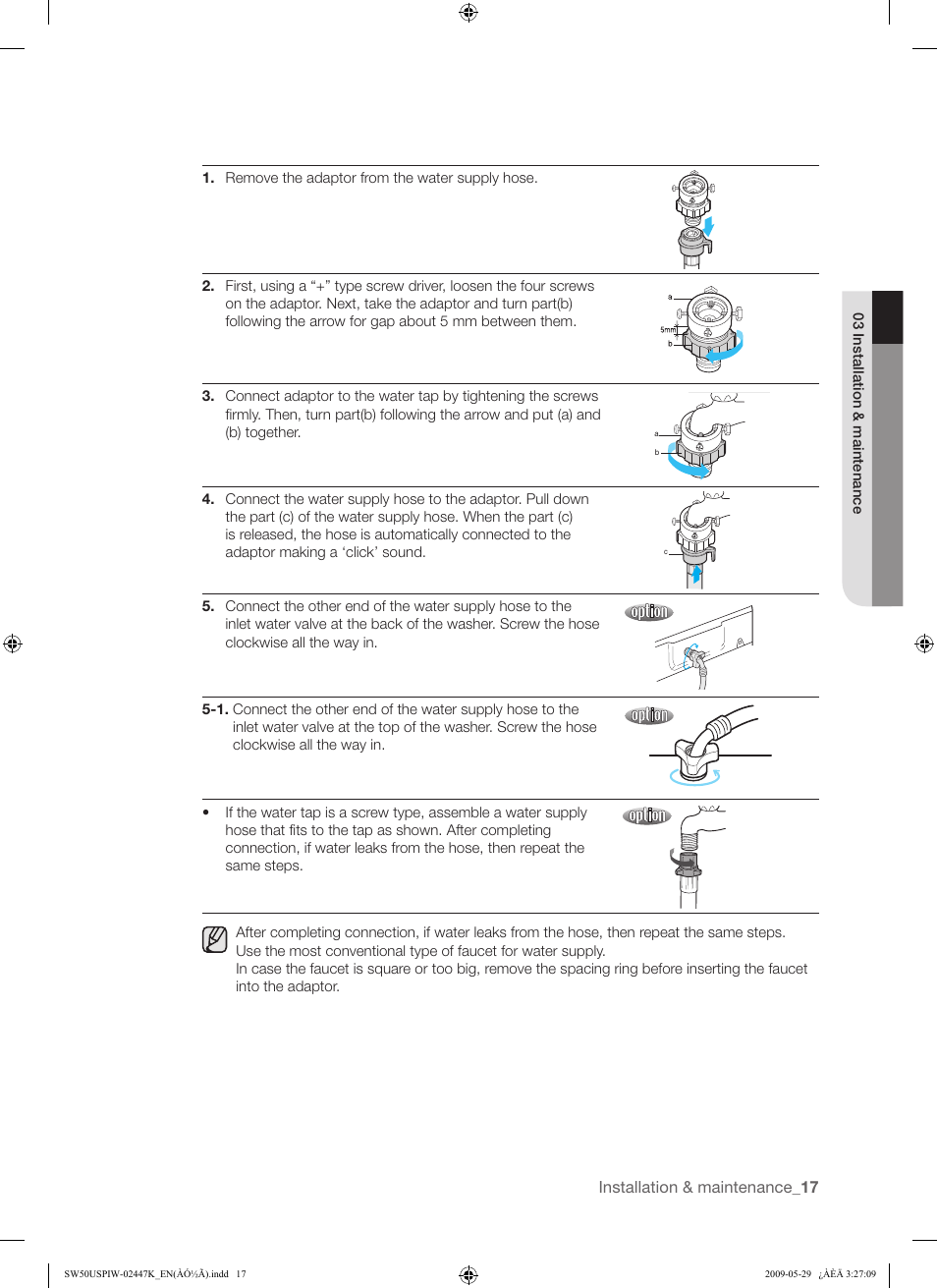 Samsung SW50USP User Manual | Page 17 / 24