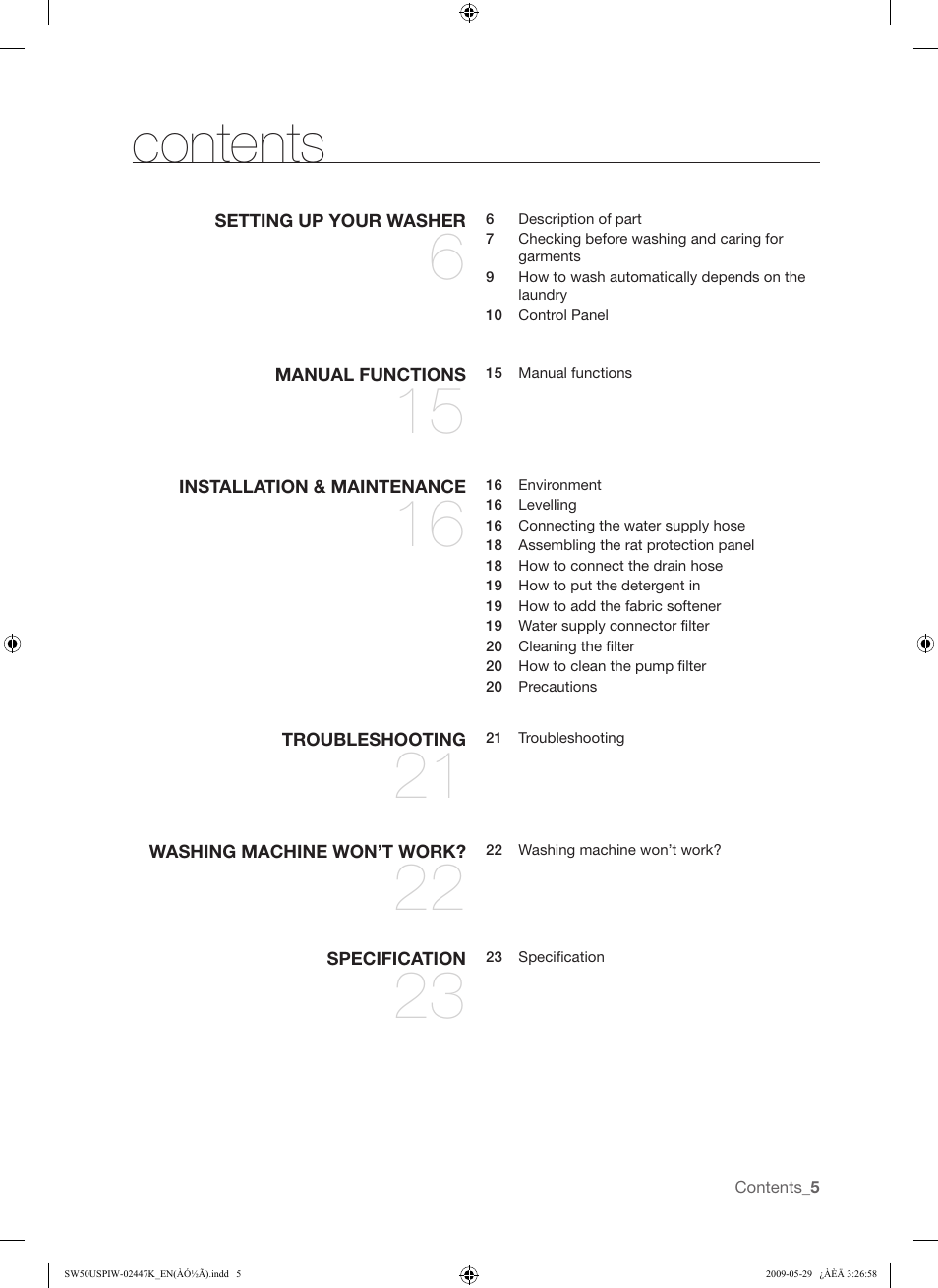 Samsung SW50USP User Manual | Page 5 / 24