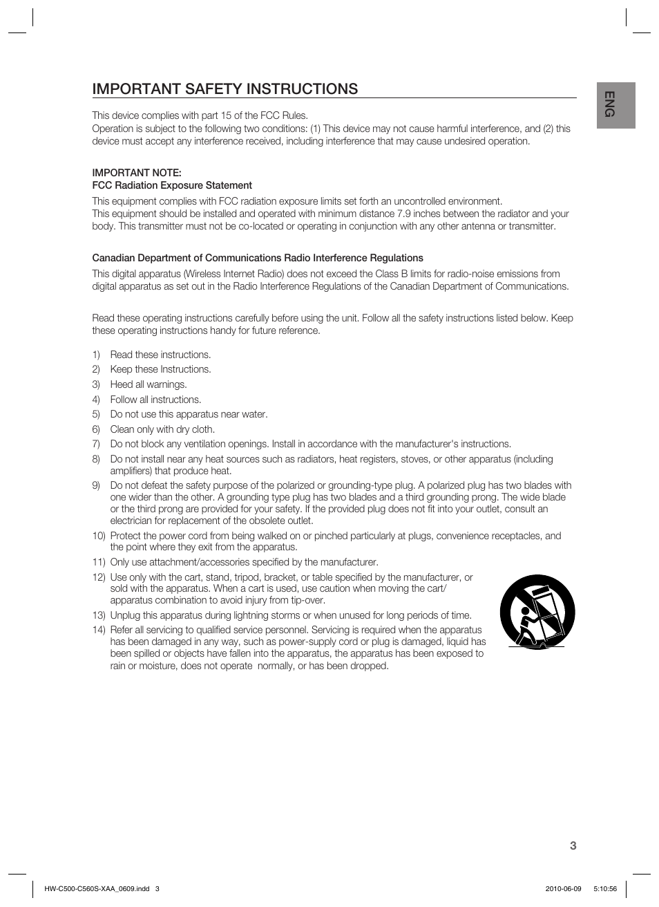 Important safety instructions | Samsung HW-C560S User Manual | Page 3 / 59