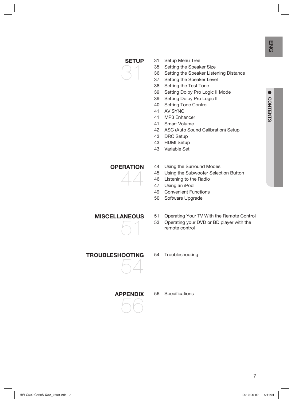 Samsung HW-C560S User Manual | Page 7 / 59