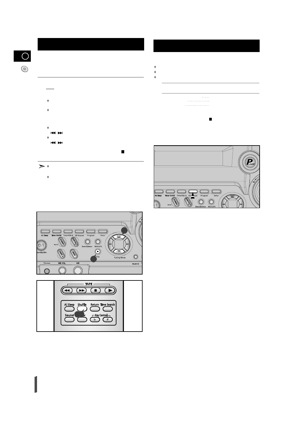 Shuffle play function, Repeating one or all tracks on the compact discs | Samsung MAX-VB450 User Manual | Page 14 / 28