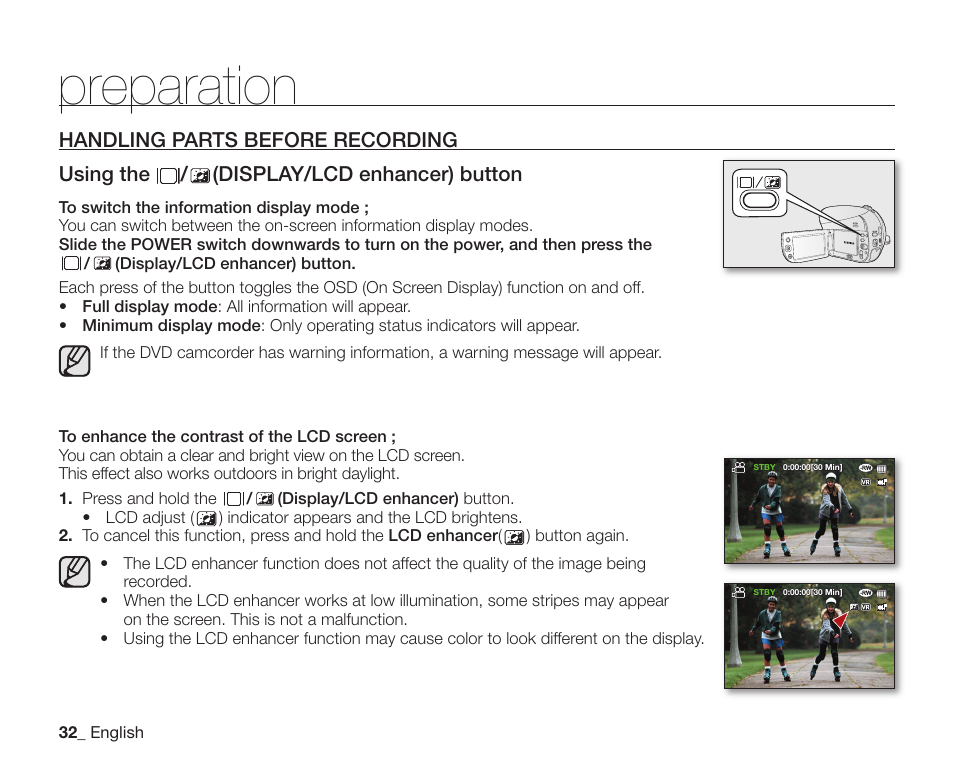 Handling parts before recording, Preparation | Samsung SC-DX200 User Manual | Page 46 / 147