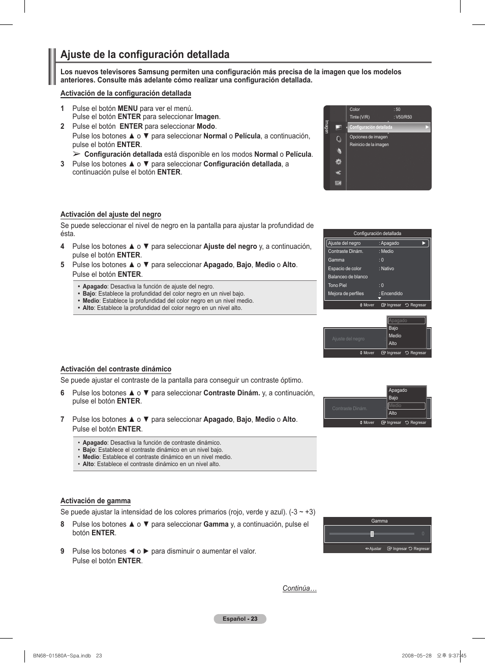 Ajuste de l�a configuración detal�l�ada | Samsung 510 User Manual | Page 107 / 162