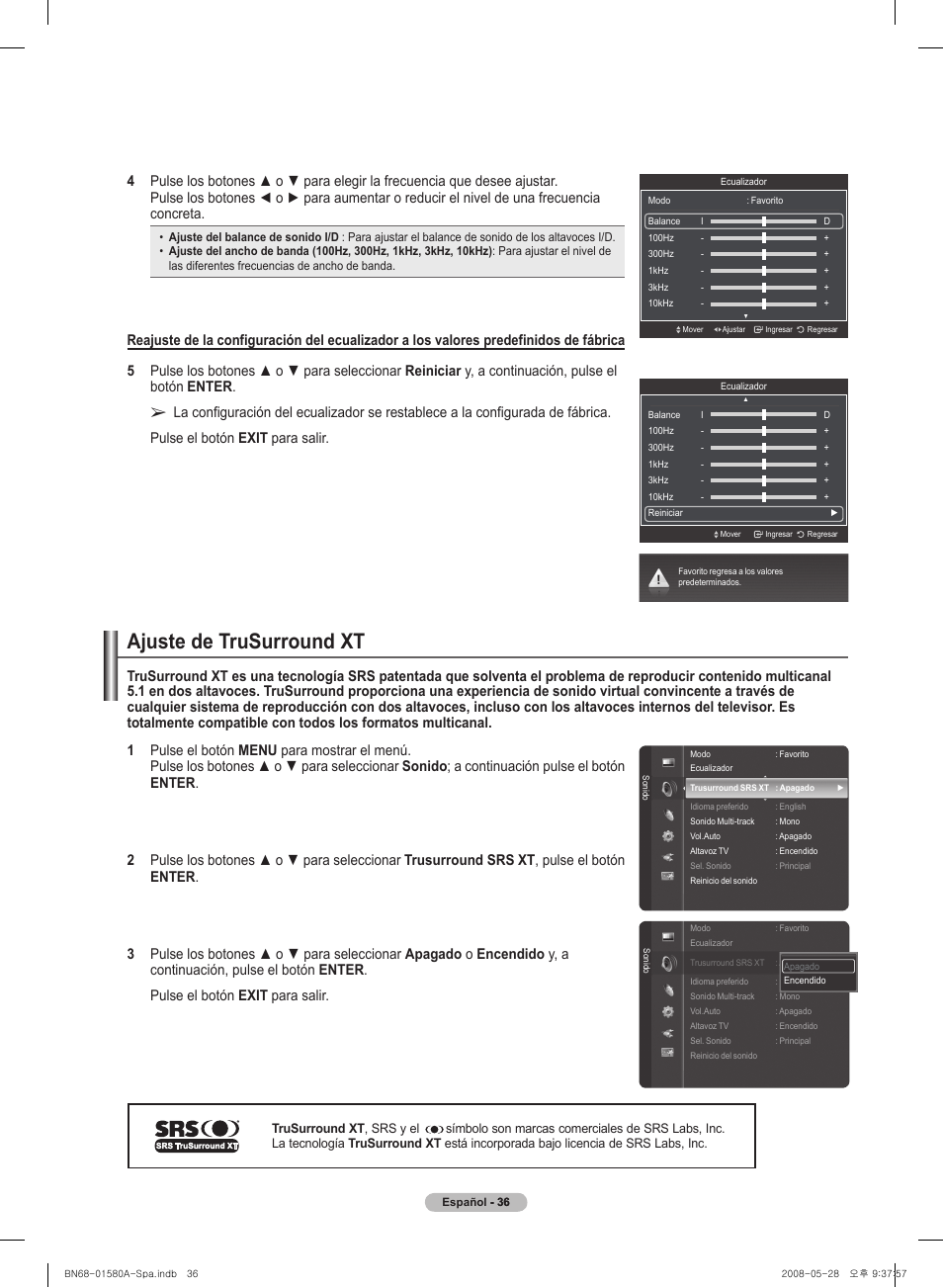 Ajuste de trusurround xt | Samsung 510 User Manual | Page 120 / 162