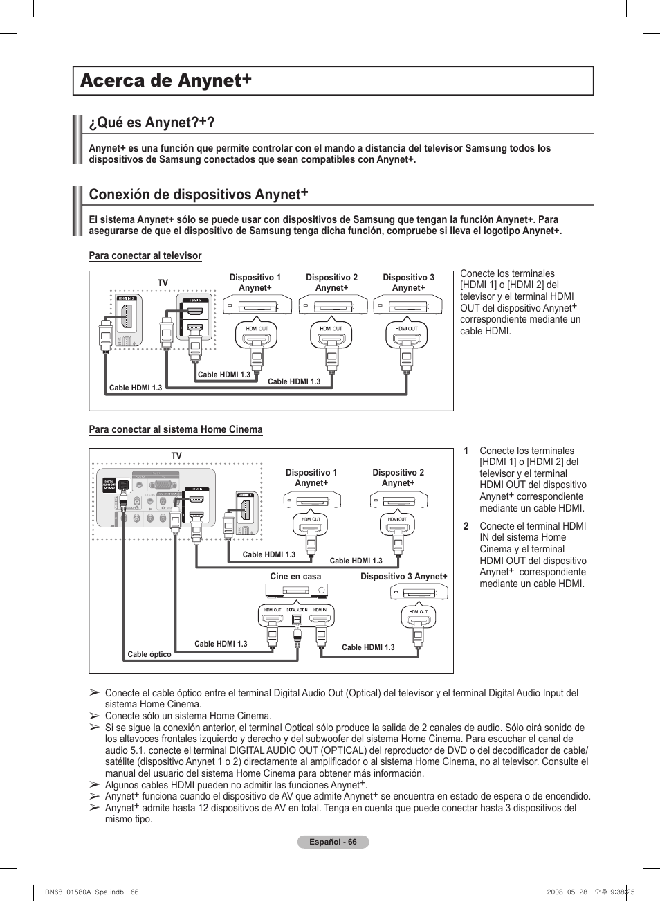 Acerca de anynet, Conexión de dispositivos anynet, Qué es anynet | Samsung 510 User Manual | Page 150 / 162