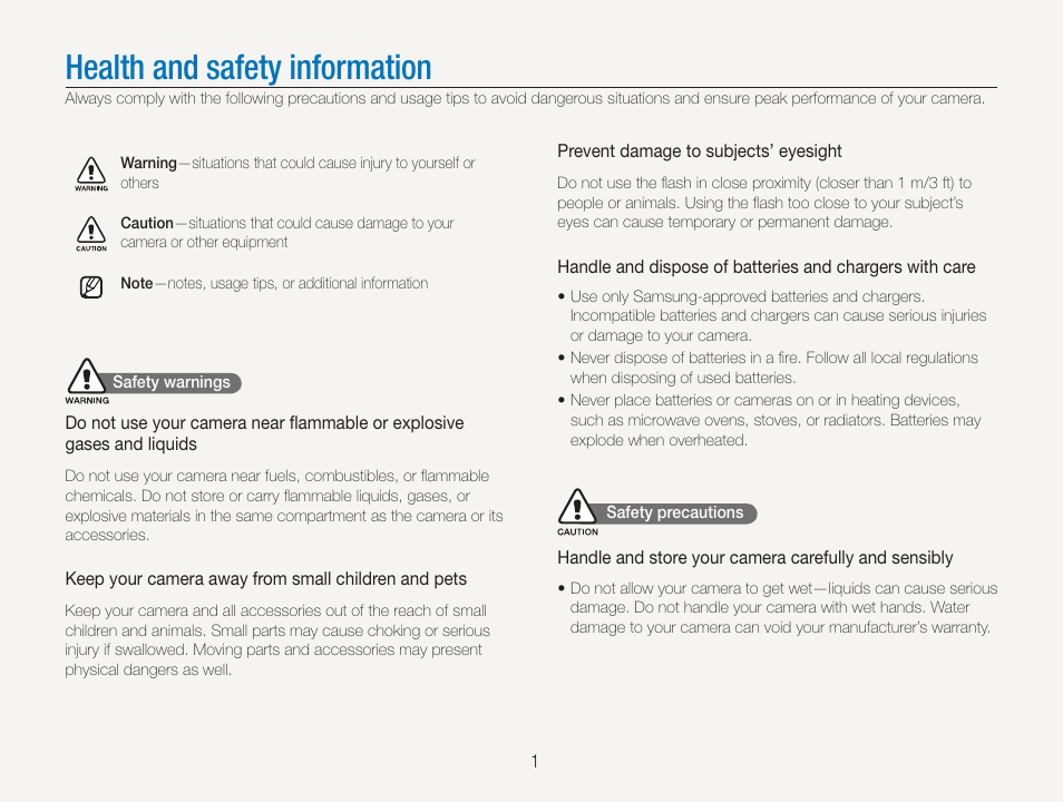 Health and safety information | Samsung TL320 User Manual | Page 2 / 102