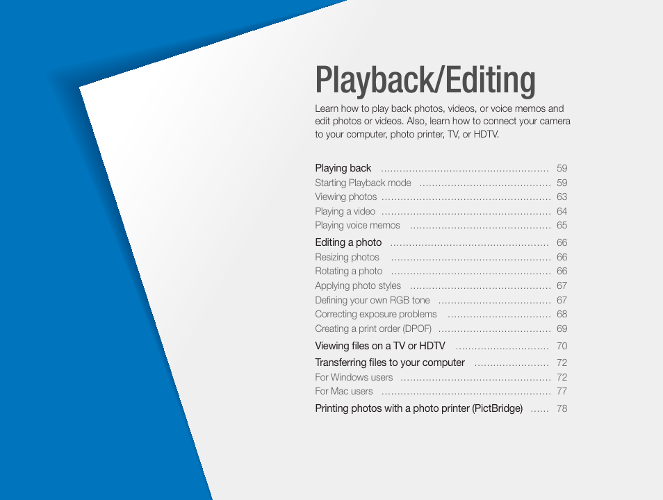 Playback/editing | Samsung TL320 User Manual | Page 59 / 102