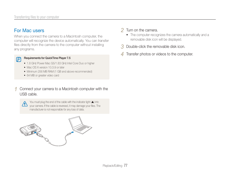 For mac users, For mac users ……………………………………………… 77 | Samsung TL320 User Manual | Page 78 / 102