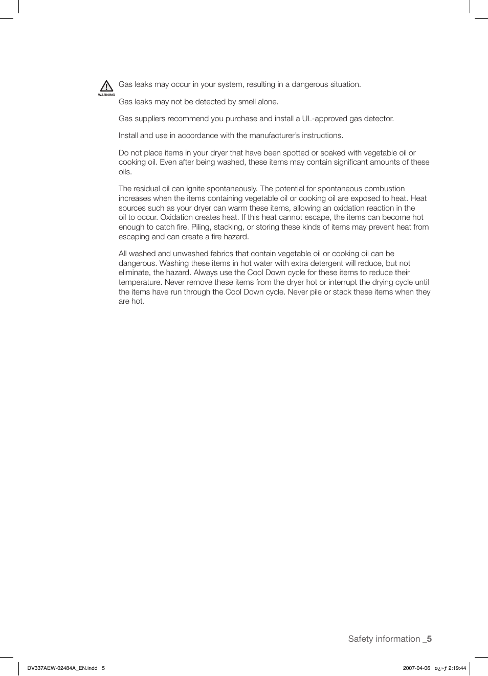 Samsung DV337 User Manual | Page 5 / 32