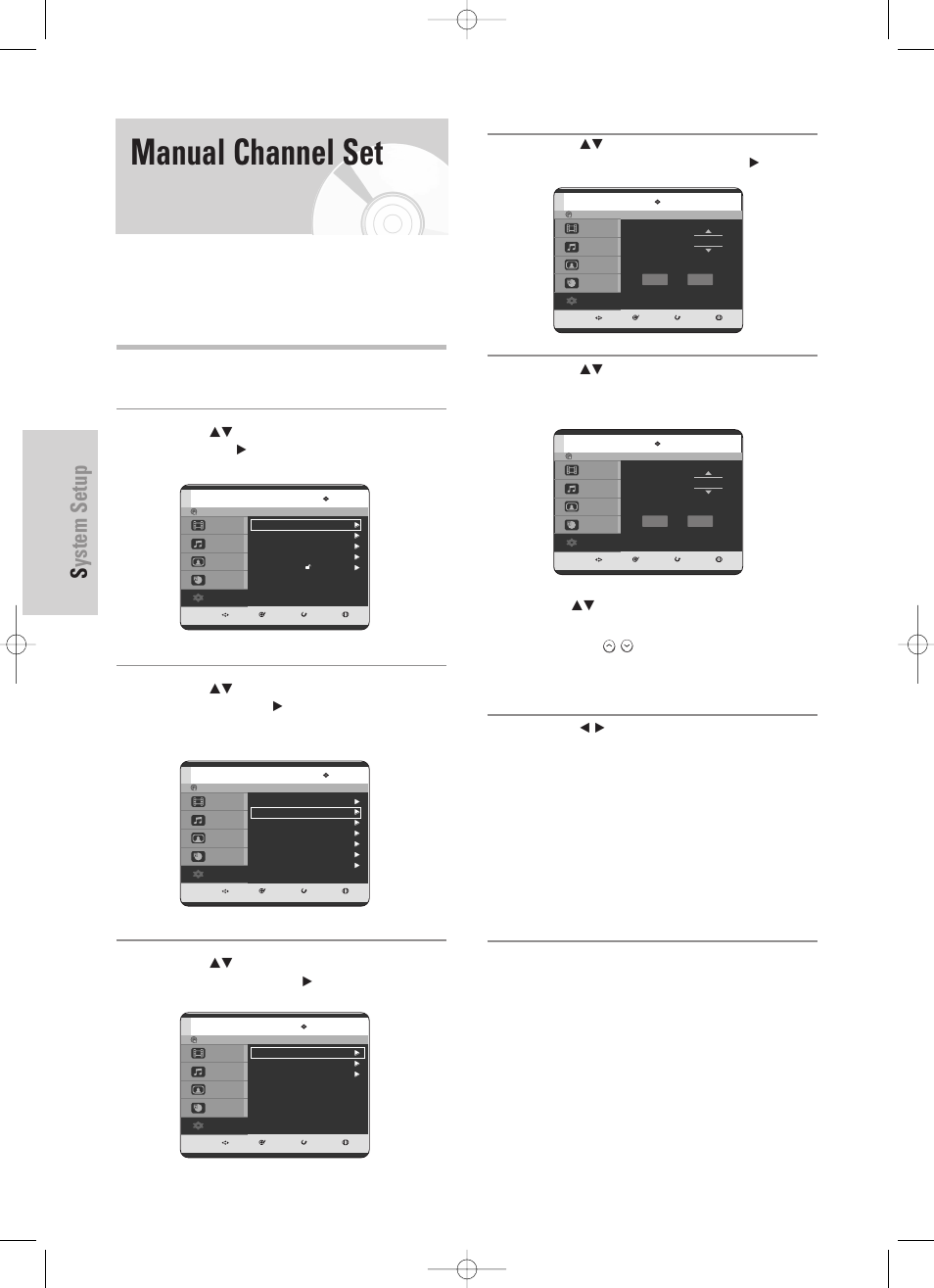 Manual channel set, System setup, 30 - english | Samsung DVD-TR520 User Manual | Page 30 / 115