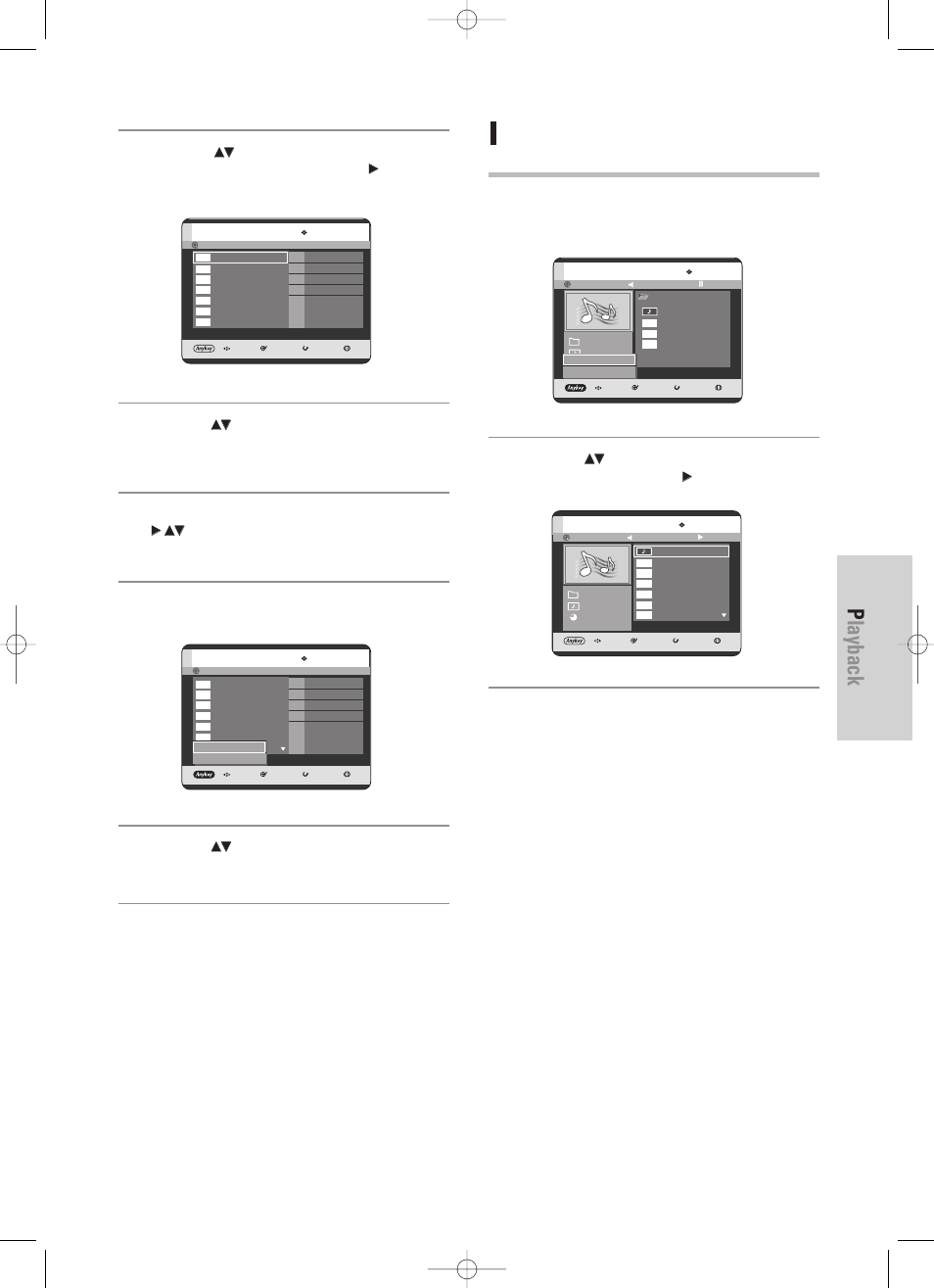 Playback, English - 67, Go to music list | Press the, Button | Samsung DVD-TR520 User Manual | Page 67 / 115