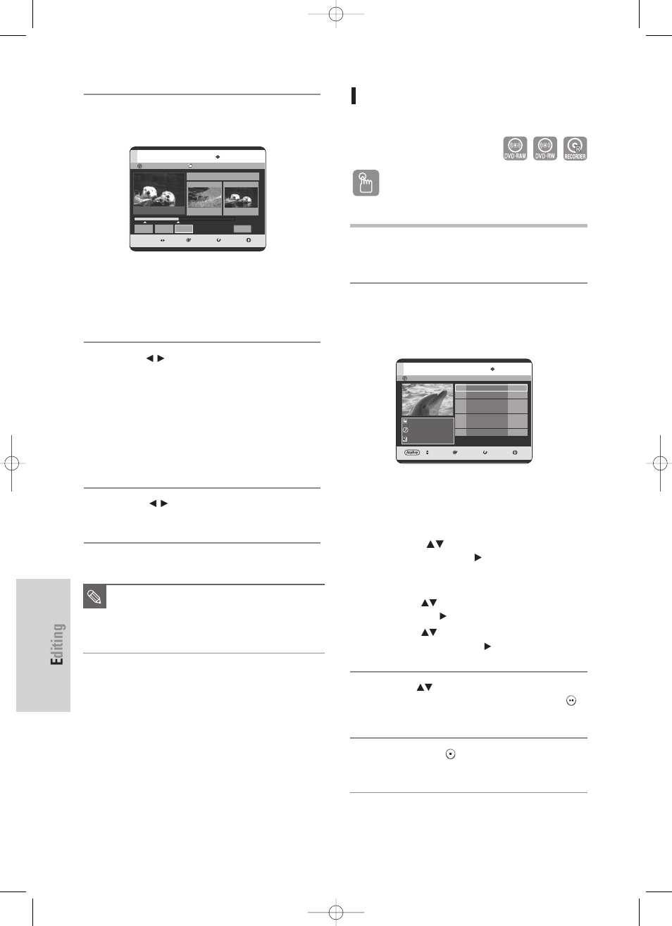 Editing, 88 - english, Playing entries in the playlist | Using the play list button | Samsung DVD-TR520 User Manual | Page 88 / 115