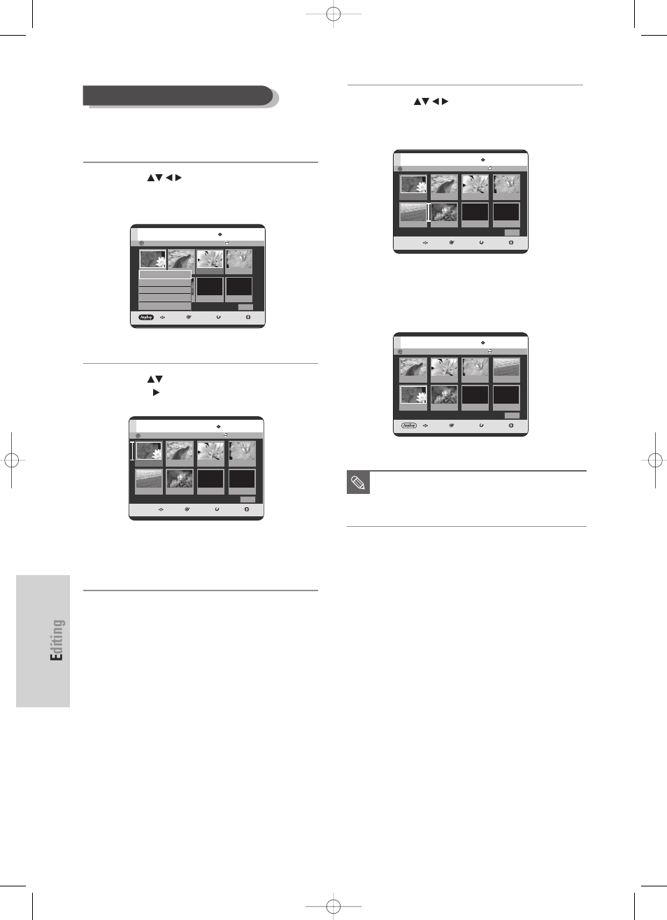 Editing, 92 - english, Moving a scene (changing the position of a scene) | Samsung DVD-TR520 User Manual | Page 92 / 115