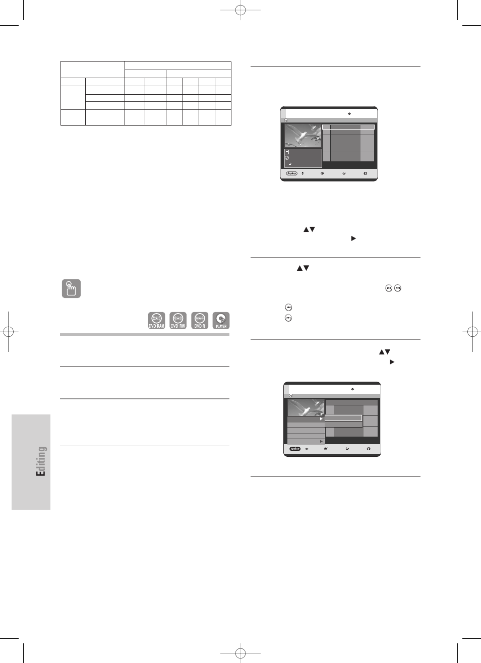 Editing, 96 - english, Using the title list button | Samsung DVD-TR520 User Manual | Page 96 / 115