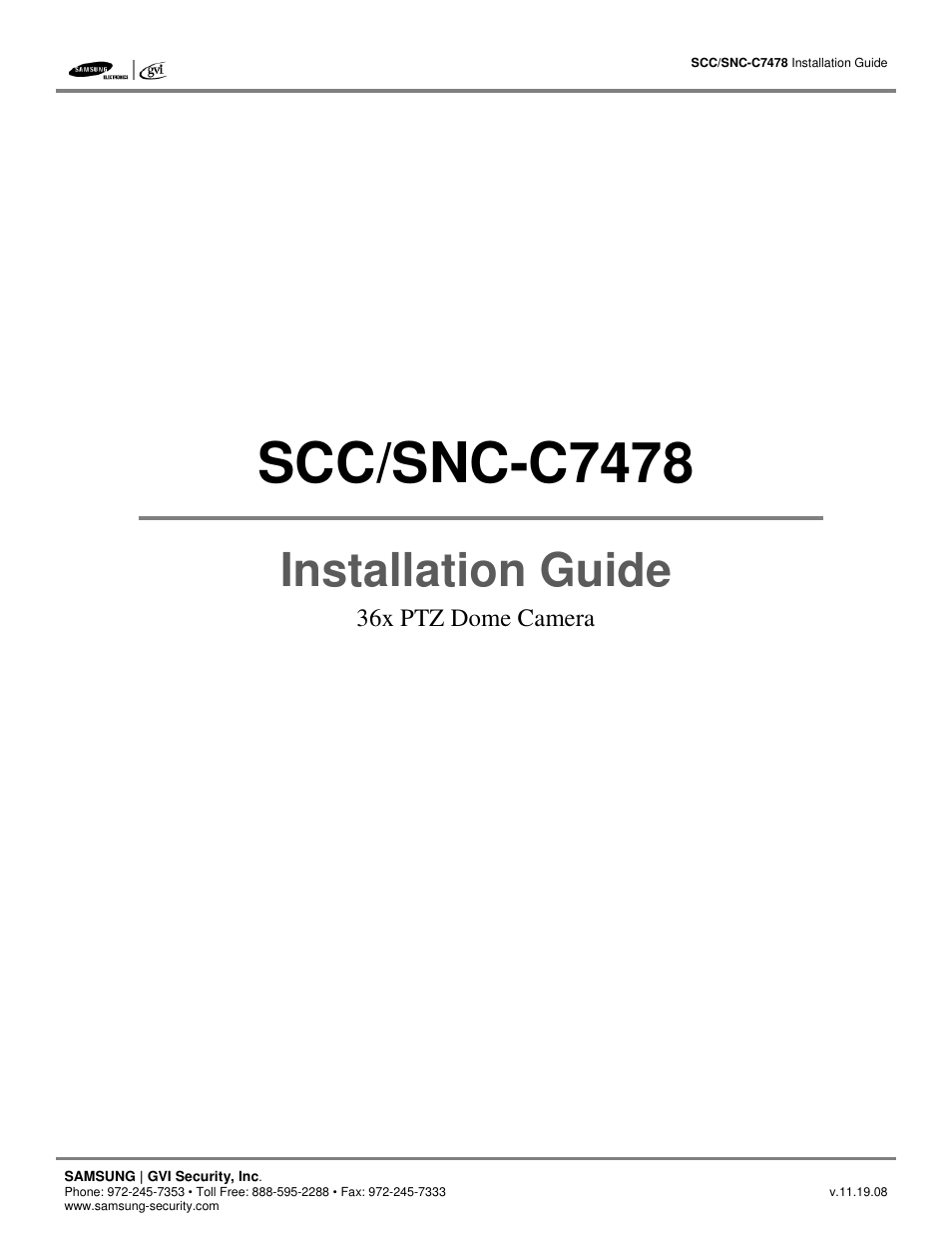 Samsung SCC/SNC-C7478 User Manual | 5 pages