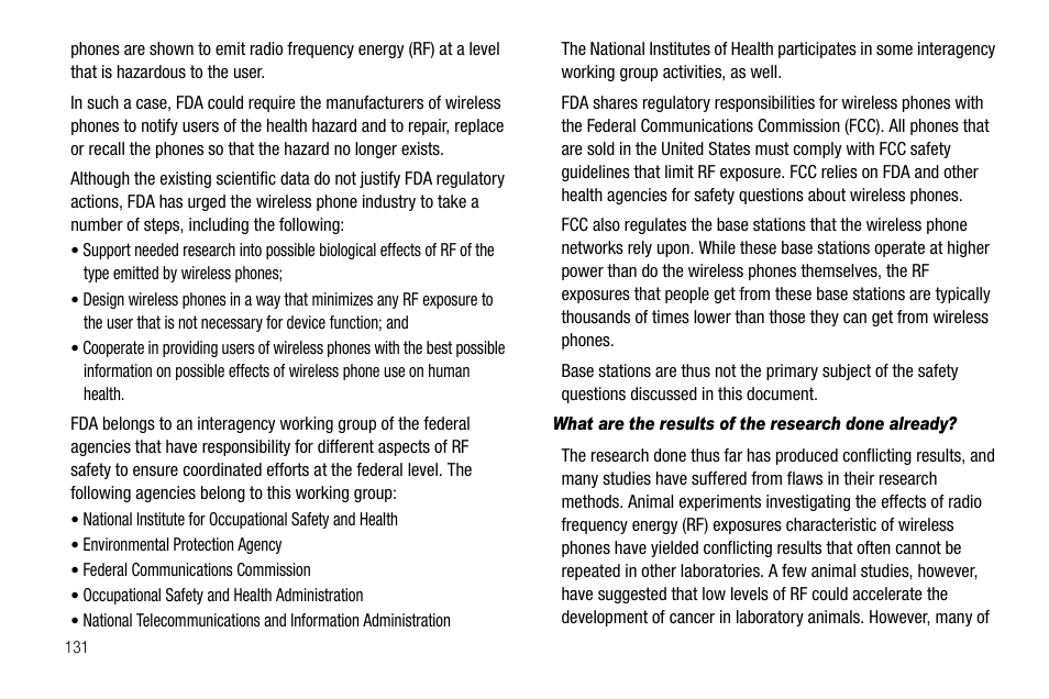 What are the results of the research done already | Samsung Code SCH-i220 User Manual | Page 134 / 161