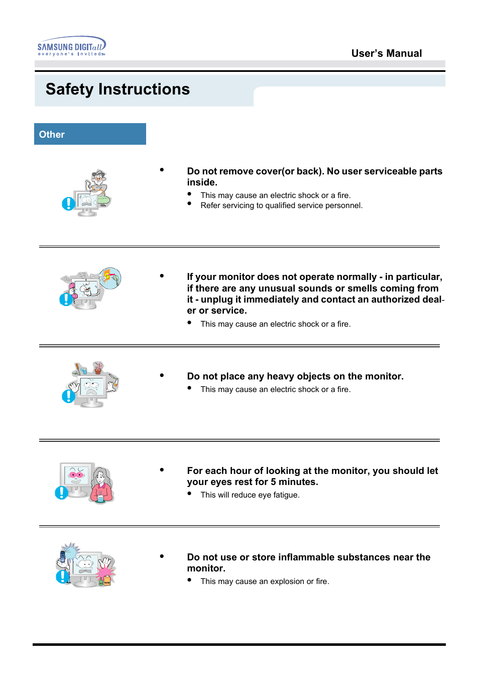 Safety instructions | Samsung 172T User Manual | Page 9 / 69