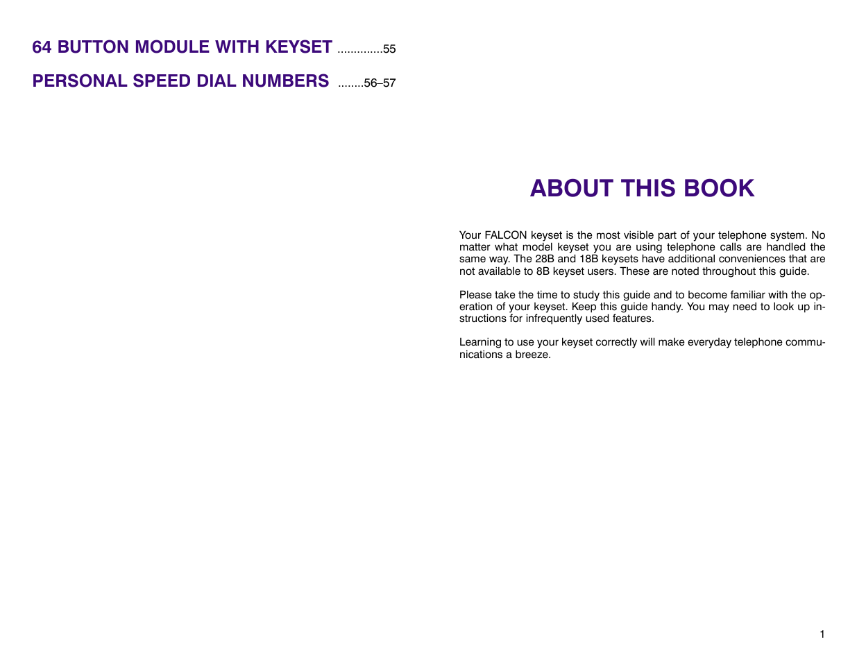 About this book, 64 button module with keyset, Personal speed dial numbers | Samsung DCS 400si User Manual | Page 4 / 32
