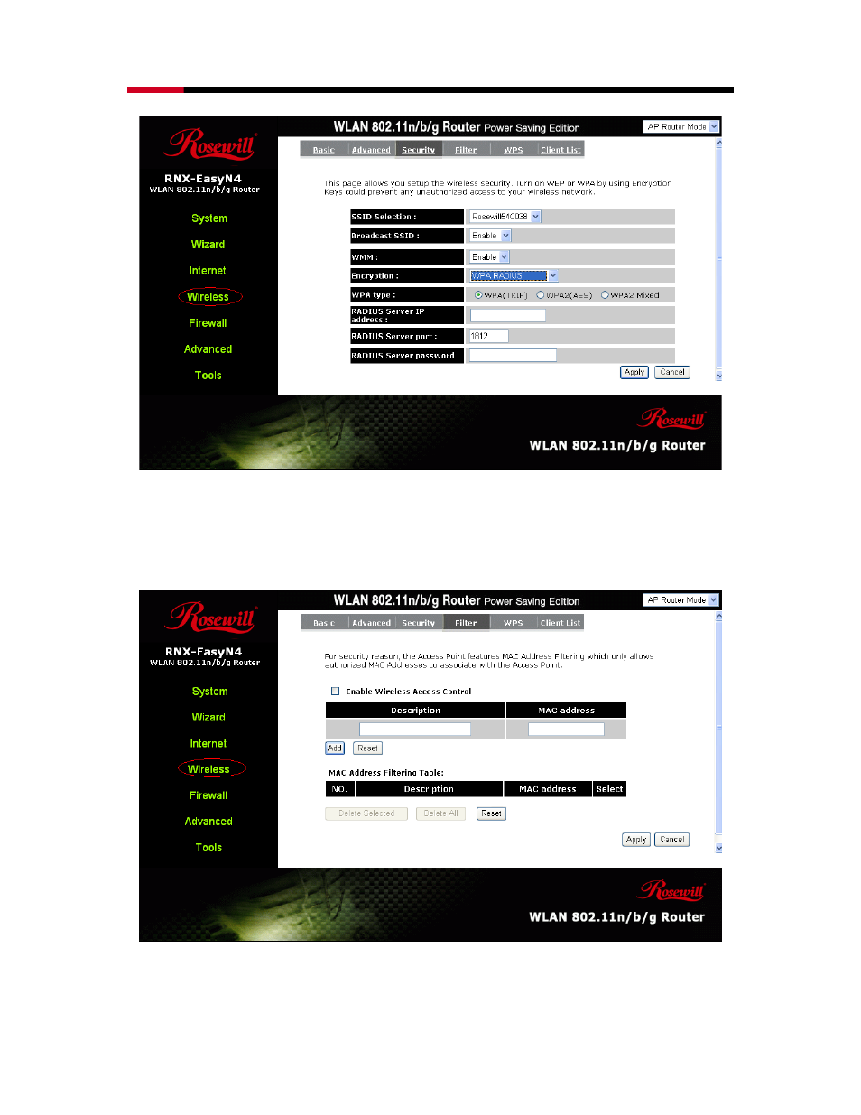 Mac address filtering | Samsung RNX-EASYN4 User Manual | Page 52 / 110