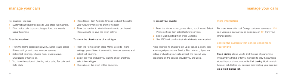 Manage your calls | Samsung E800 User Manual | Page 32 / 118