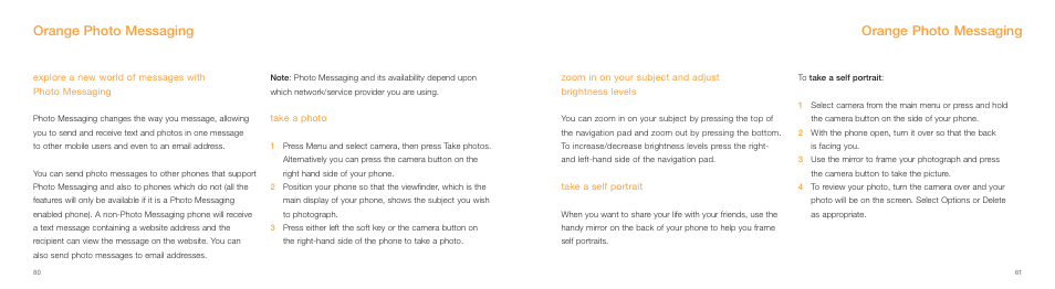 Orange photo messaging | Samsung E800 User Manual | Page 41 / 118