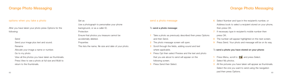 Orange photo messaging | Samsung E800 User Manual | Page 42 / 118