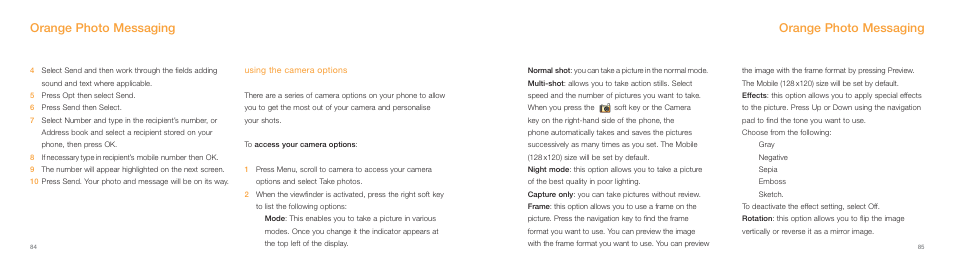 Orange photo messaging | Samsung E800 User Manual | Page 43 / 118