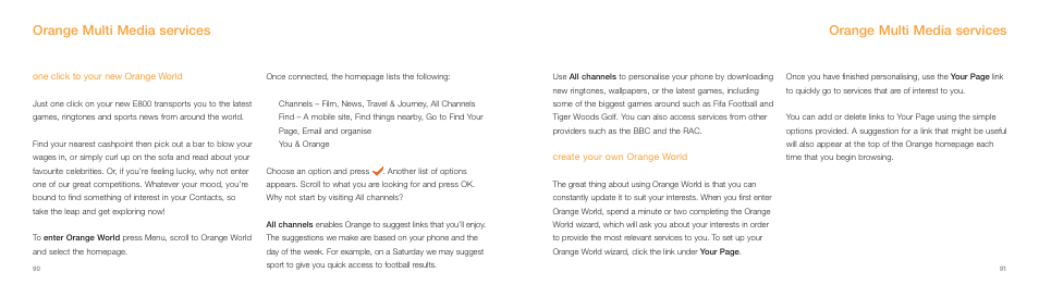 Orange multi media services | Samsung E800 User Manual | Page 46 / 118