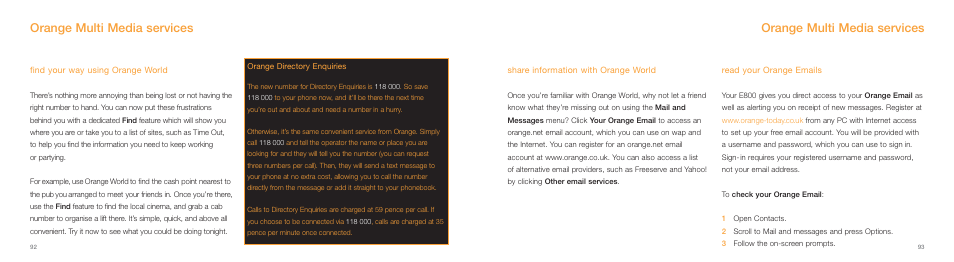 Orange multi media services | Samsung E800 User Manual | Page 47 / 118