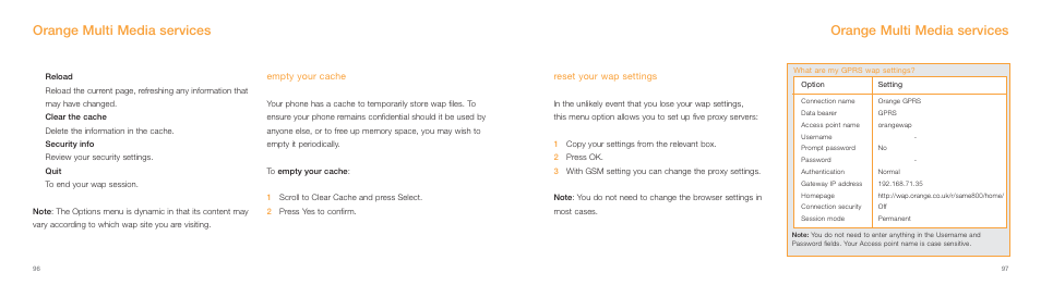 Orange multi media services | Samsung E800 User Manual | Page 49 / 118