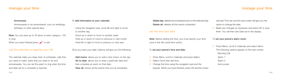 Manage your time | Samsung E800 User Manual | Page 60 / 118