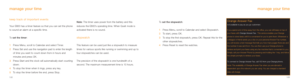 Manage your time | Samsung E800 User Manual | Page 62 / 118