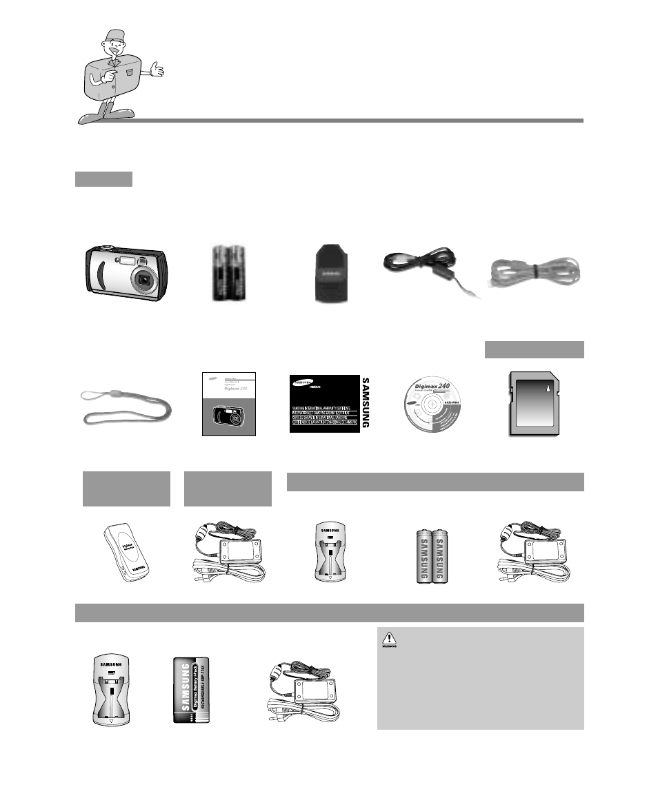 Manufacturer’s contents | Samsung Digimax 240 User Manual | Page 12 / 132