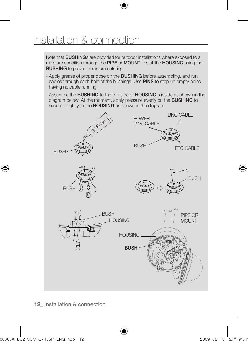 Installation & connection | Samsung SCC-C7455P User Manual | Page 12 / 52