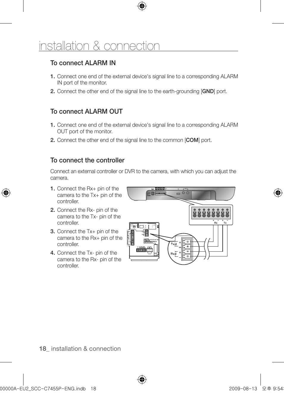 Installation & connection | Samsung SCC-C7455P User Manual | Page 18 / 52