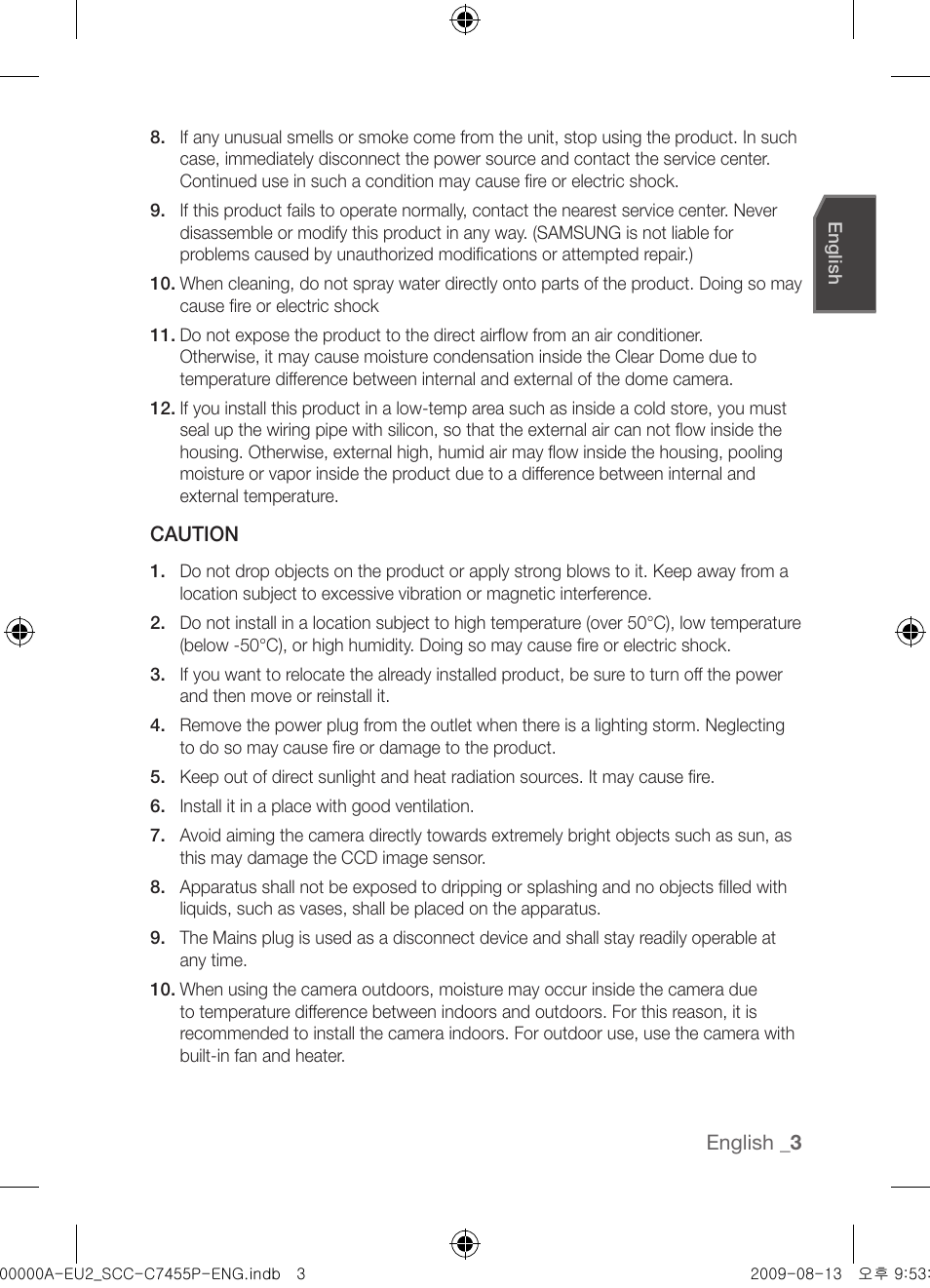 Samsung SCC-C7455P User Manual | Page 3 / 52