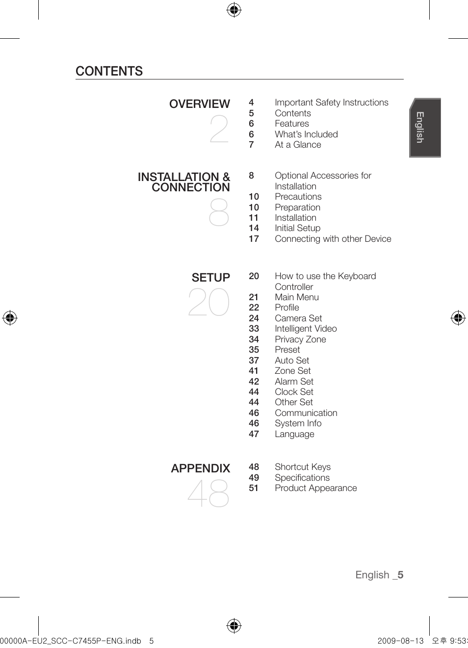 Samsung SCC-C7455P User Manual | Page 5 / 52