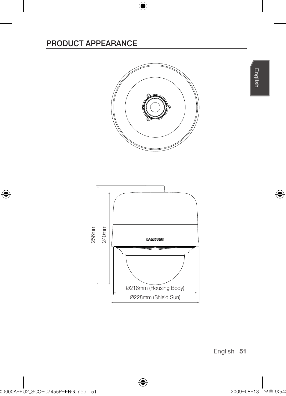 Product appearance | Samsung SCC-C7455P User Manual | Page 51 / 52
