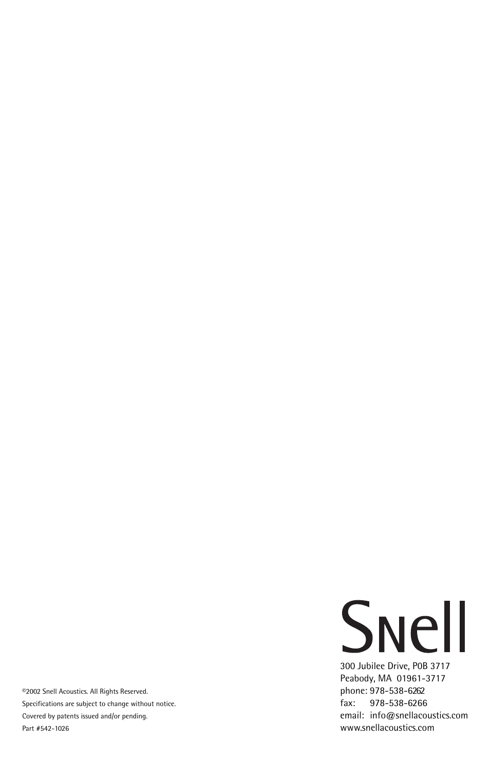 Snell Acoustics AMC 760 User Manual | Page 12 / 12