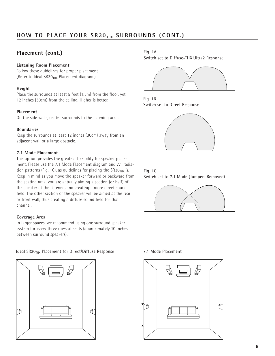 Placement (cont.) | Snell Acoustics SR30THX User Manual | Page 5 / 8