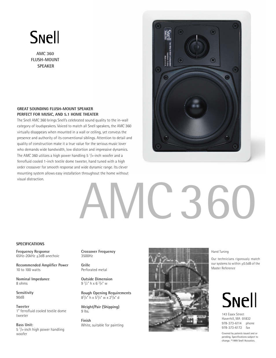 Snell Acoustics AMC 360 User Manual | 1 page