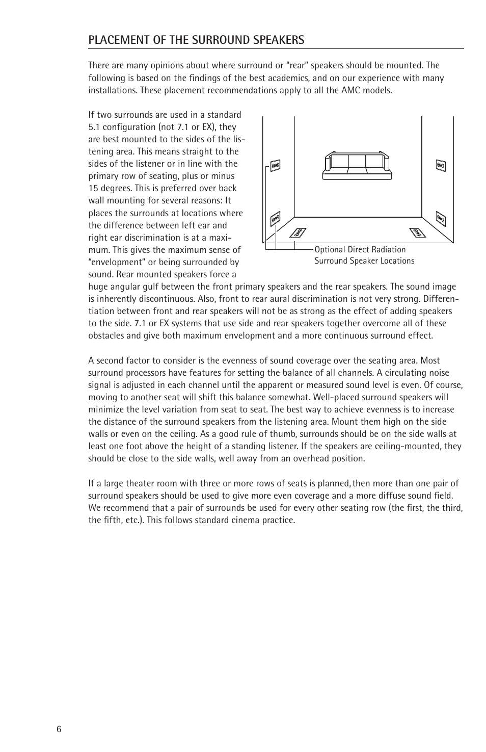 Placement of the surround speakers | Snell Acoustics 730 770 830 870 User Manual | Page 6 / 12