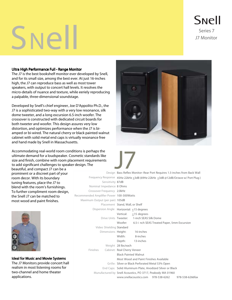 Snell Acoustics SR7 Series 7 User Manual | 1 page