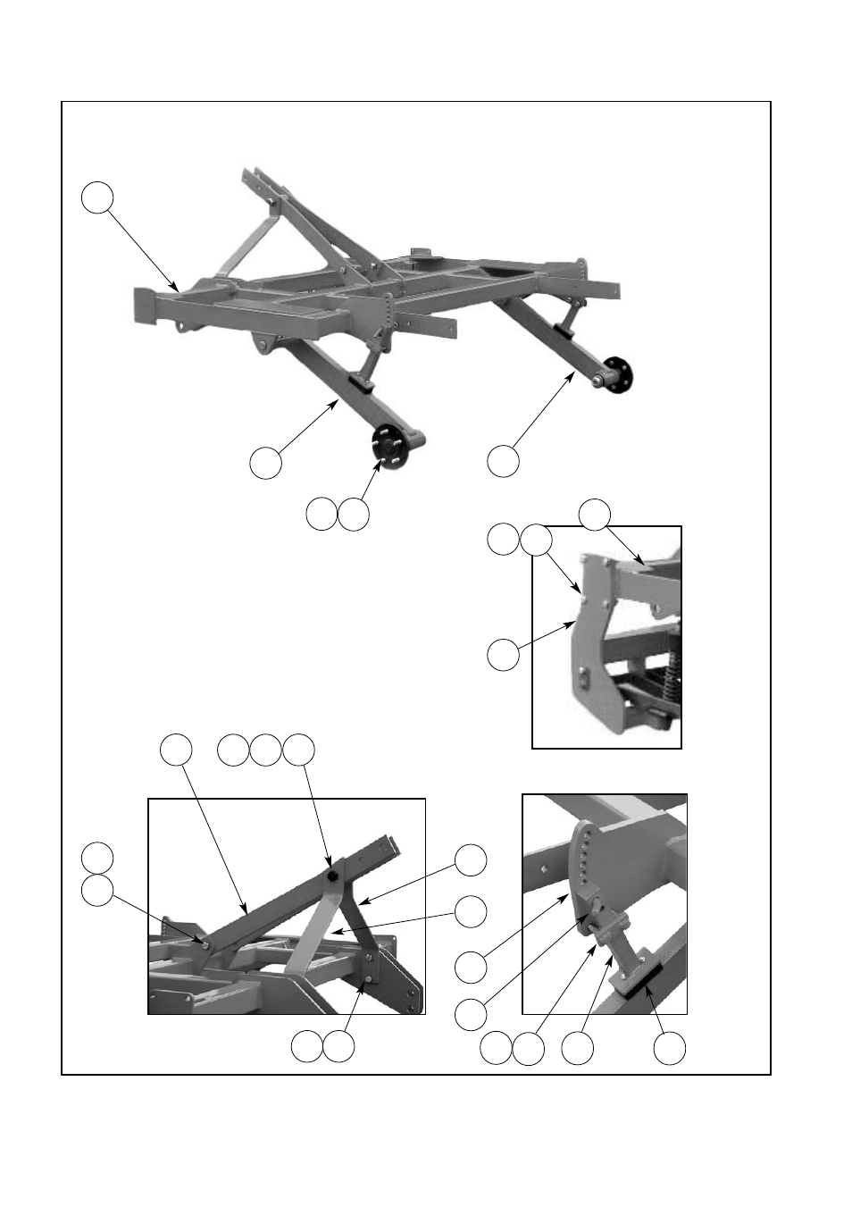 Vineyard seeder, Mainframe & wheel leg arrangment | Seymour Duncan VINEYARD SEEDER 67372 User Manual | Page 36 / 59