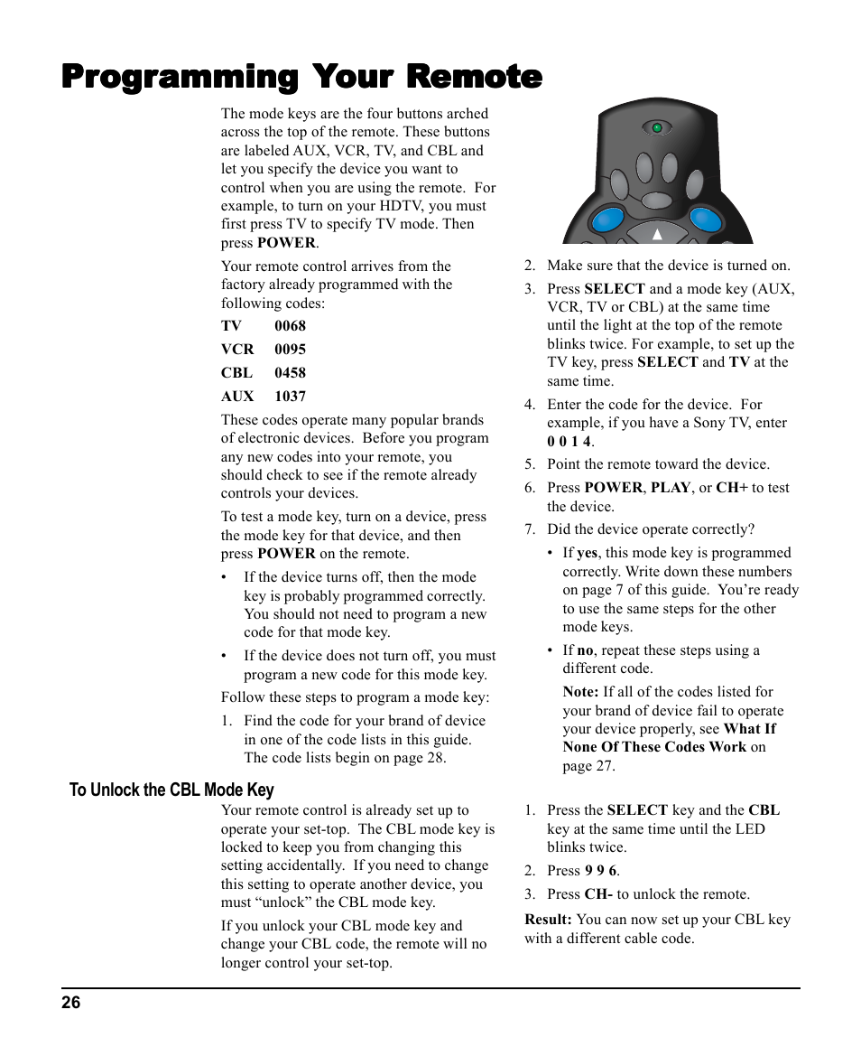 Programming your remote | Scientific Atlanta 3270HD User Manual | Page 26 / 52