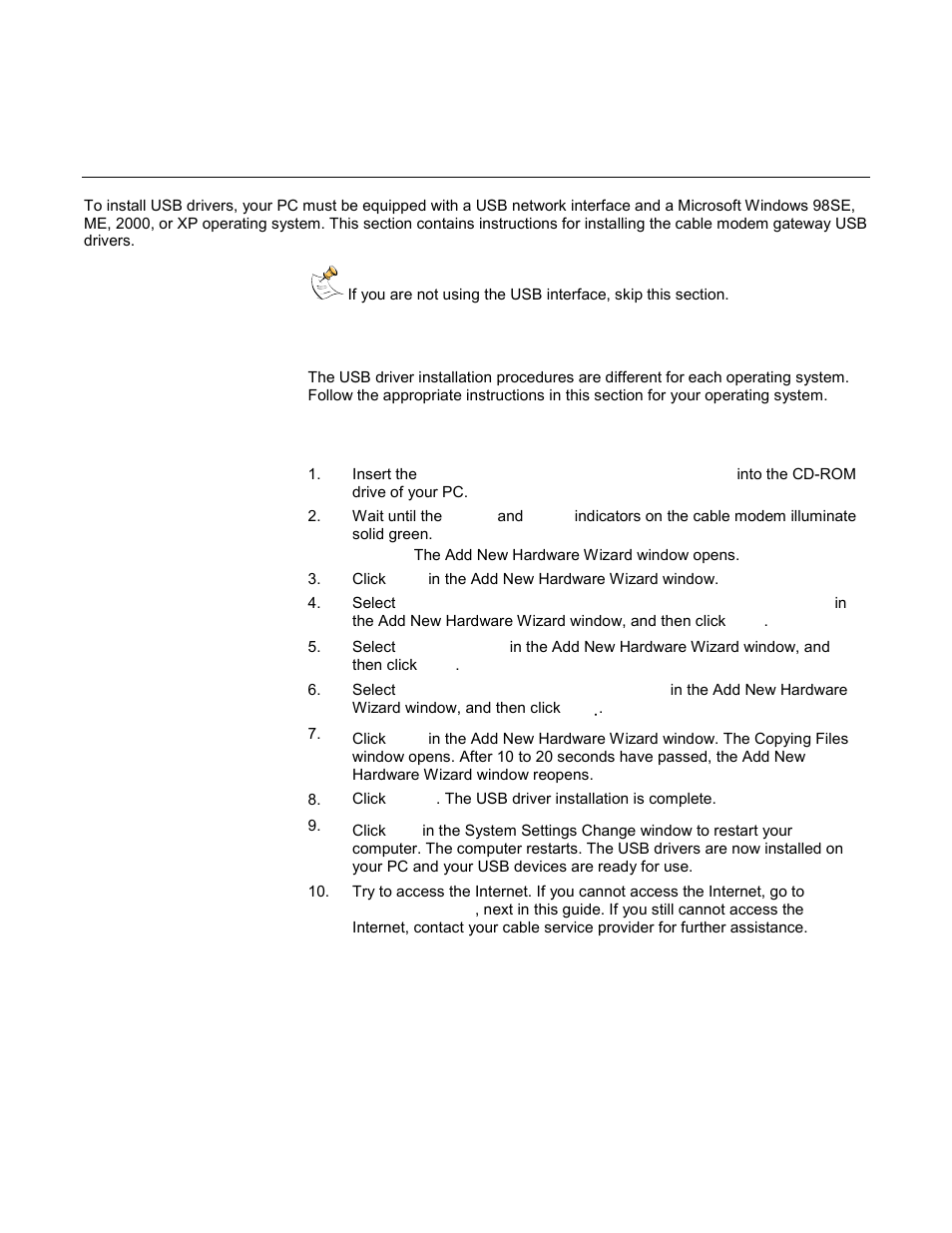 How do i install usb drivers, Having difficulty, Installing usb drivers | Scientific Atlanta WebSTAR DPC2100 User Manual | Page 16 / 26