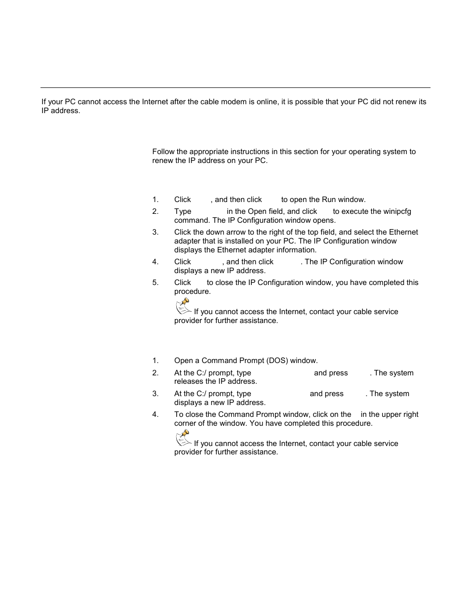 How do i renew the ip address on my pc, Renewing the ip address on your pc, Front panel status indicator functions | Scientific Atlanta WebSTAR DPC2100 User Manual | Page 21 / 26