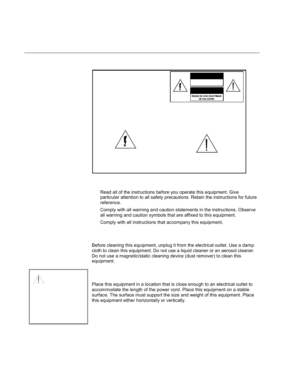 Important rules for safe operation, Note to installer, Read and retain these instructions | Cleaning the equipment, Placement, What’s in the carton, Caution, Avis | Scientific Atlanta WebSTAR DPC2100 User Manual | Page 3 / 26